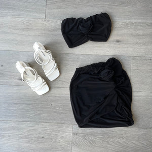 Rosa skirt and bandeau top set - black