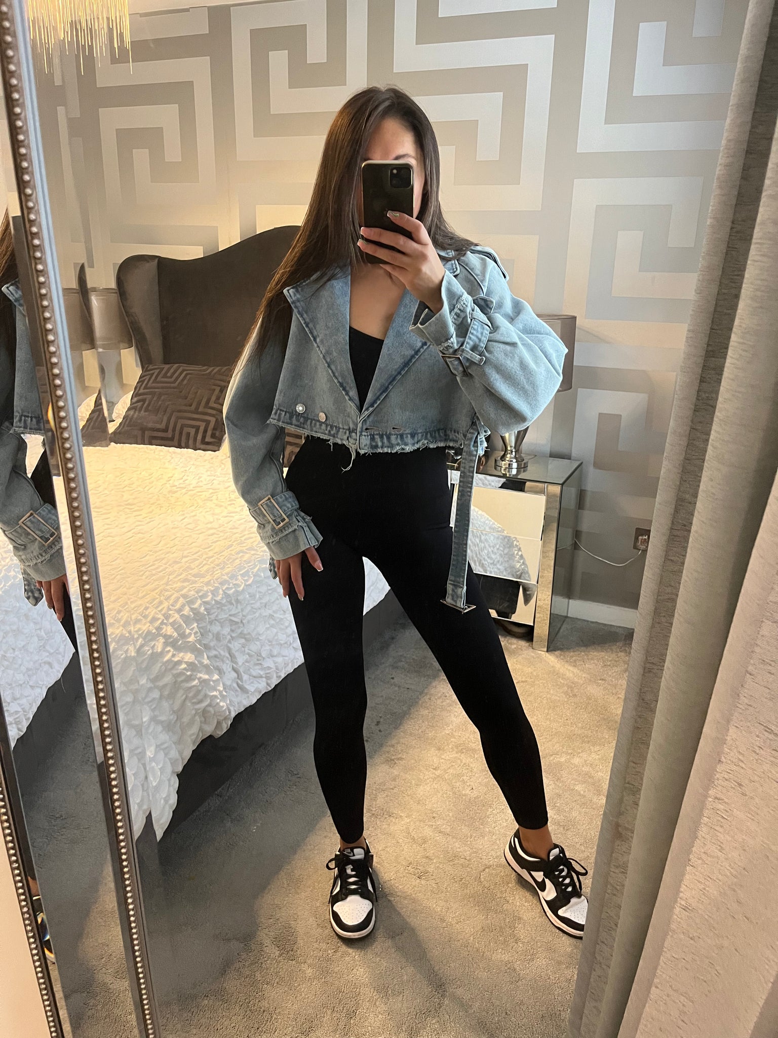 Belted denim jacket deals