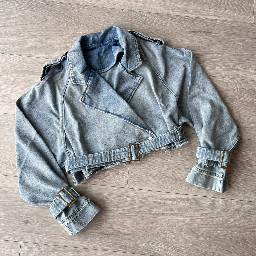 Belted denim jacket zara sale