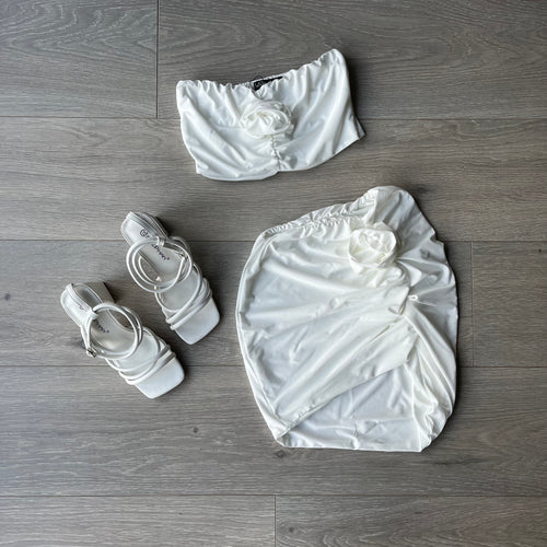Rosa skirt and bandeau top set - white