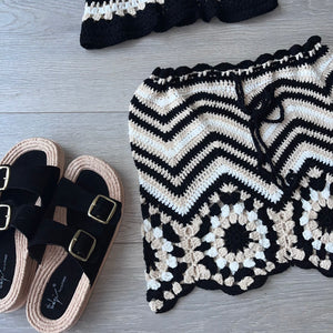Anika crochet skirt and crop set - black