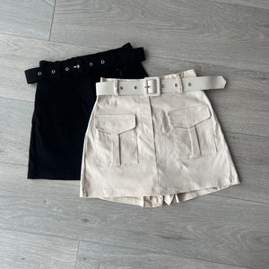 Maeve belted cargo skort shorts - beige