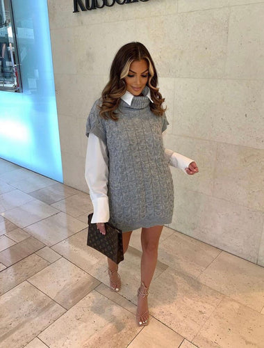 Allysia roll neck cable knit jumper - grey