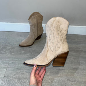 Shaney cowboy ankle boots - beige