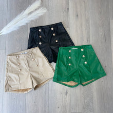 Load image into Gallery viewer, Chelsea faux leather look button shorts - choose colour
