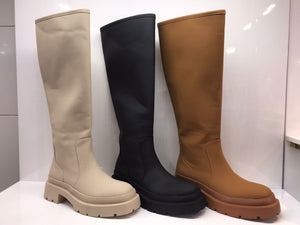 Adara knee high welly boots - black