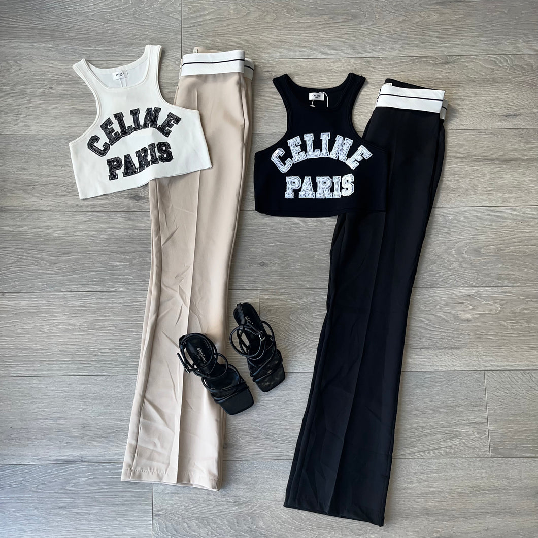 Ronan flared banded waist trousers - nude