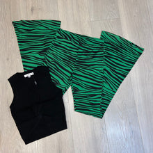 Load image into Gallery viewer, Drew green zebra stripe flare trousers