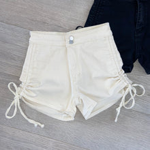 Load image into Gallery viewer, Maya ruched side detail denim shorts - cream