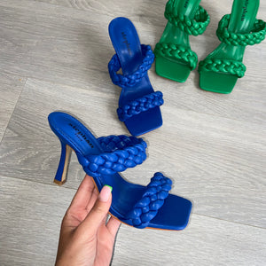 Deanna braided mule heels - blue