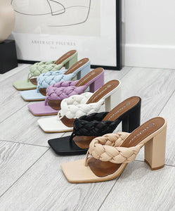 Una plaited toe post block heels - choose colour