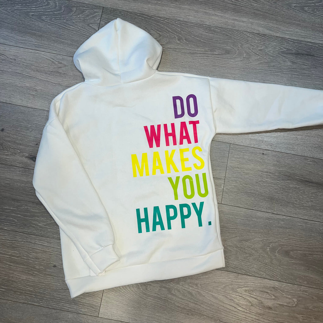 Happy hoodie - white/rainbow