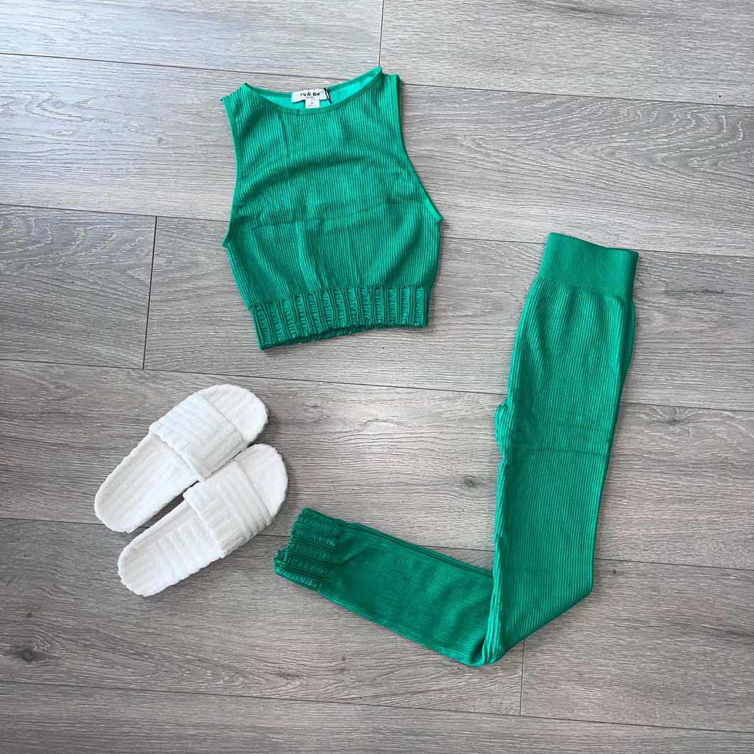 Ainsley ribbed set - green