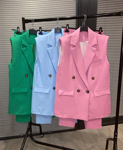 Iona sleeveless blazer and trouser suit co ord - choose colour