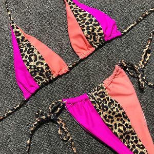 Zara neon leopard bikini - coral