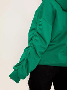 Nora ruched sleeve hoodie - green