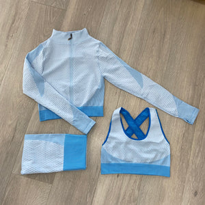 Polly 3 piece gym workout set - baby blue