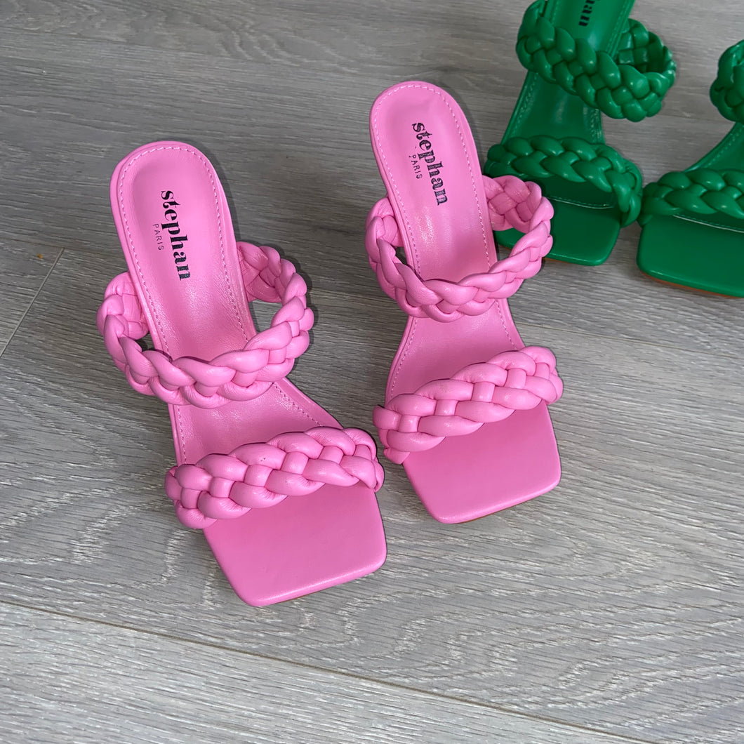 Deanna braided mule heels - pink