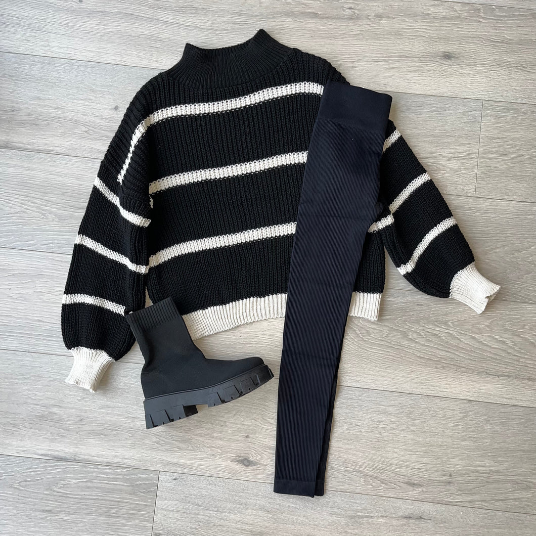 Lennie stripe knit - black/cream