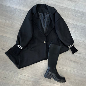 Warryn cuffed oversized coat - black