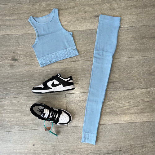 Gia sleeveless ribbed crop and leggings set - blue