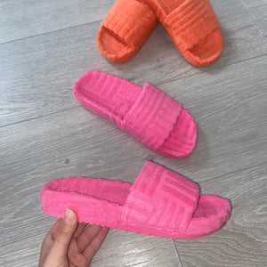 Effie towelling slides - pink
