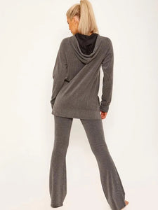 Idah hoodie top and flare trousers co-ord - grey