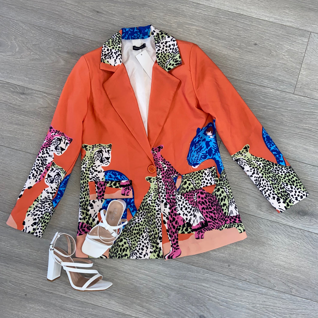 Nadine cheetah print blazer - orange