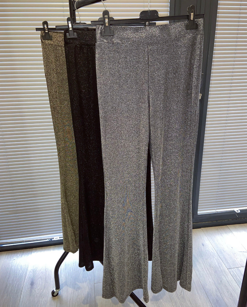 Delila fine sparkle flare trousers - choose colour