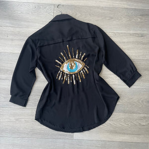 Ezra sequin eye shirt - black