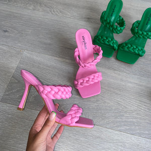 Deanna braided mule heels - pink