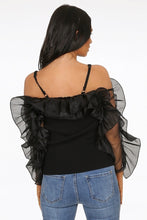Load image into Gallery viewer, Delilah frill top - black
