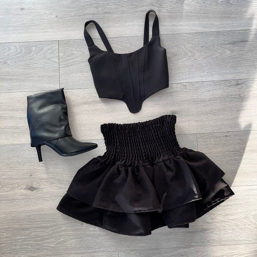 Danika rara skirt - black faux suede