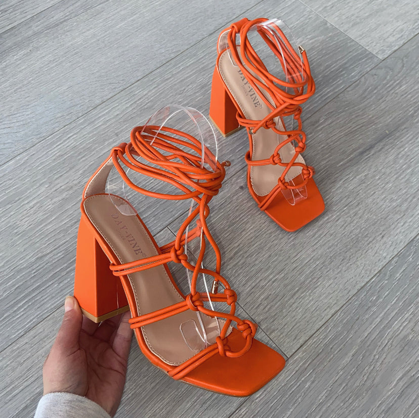 Nina tie up heels - orange