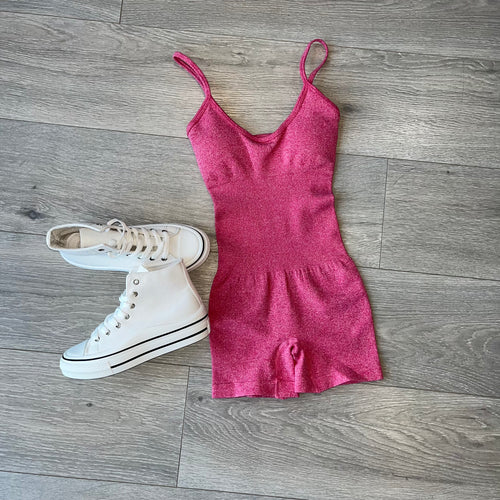 Lauren ribbed unitard playsuit - pink