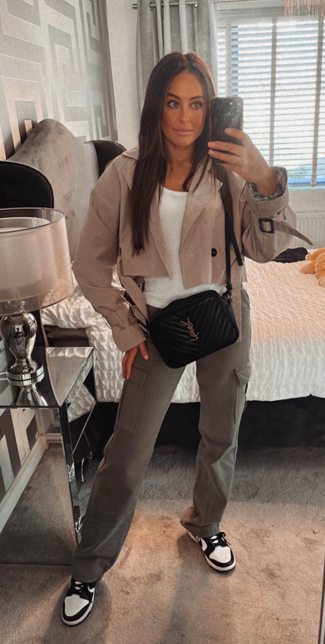 Deena cropped belted trench jacket - beige – LLUK