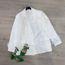 Load image into Gallery viewer, Leigh feather trim sleeve blazer - choose colour