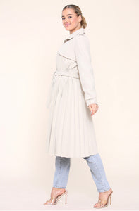 Leah pleated trench coat - beige