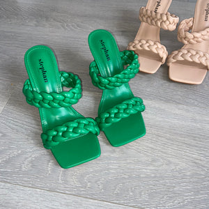 Deanna braided mule heels - green