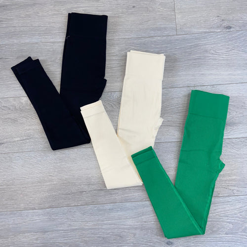 Lacy thick ribbed stretch leggings - choose colour