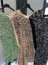Load image into Gallery viewer, Blair sequin padded shoulder mini dress - black
