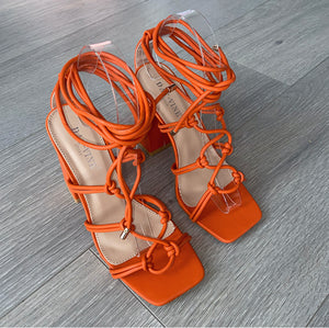 Nina tie up heels - orange