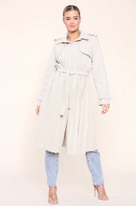 Leah pleated trench coat - beige