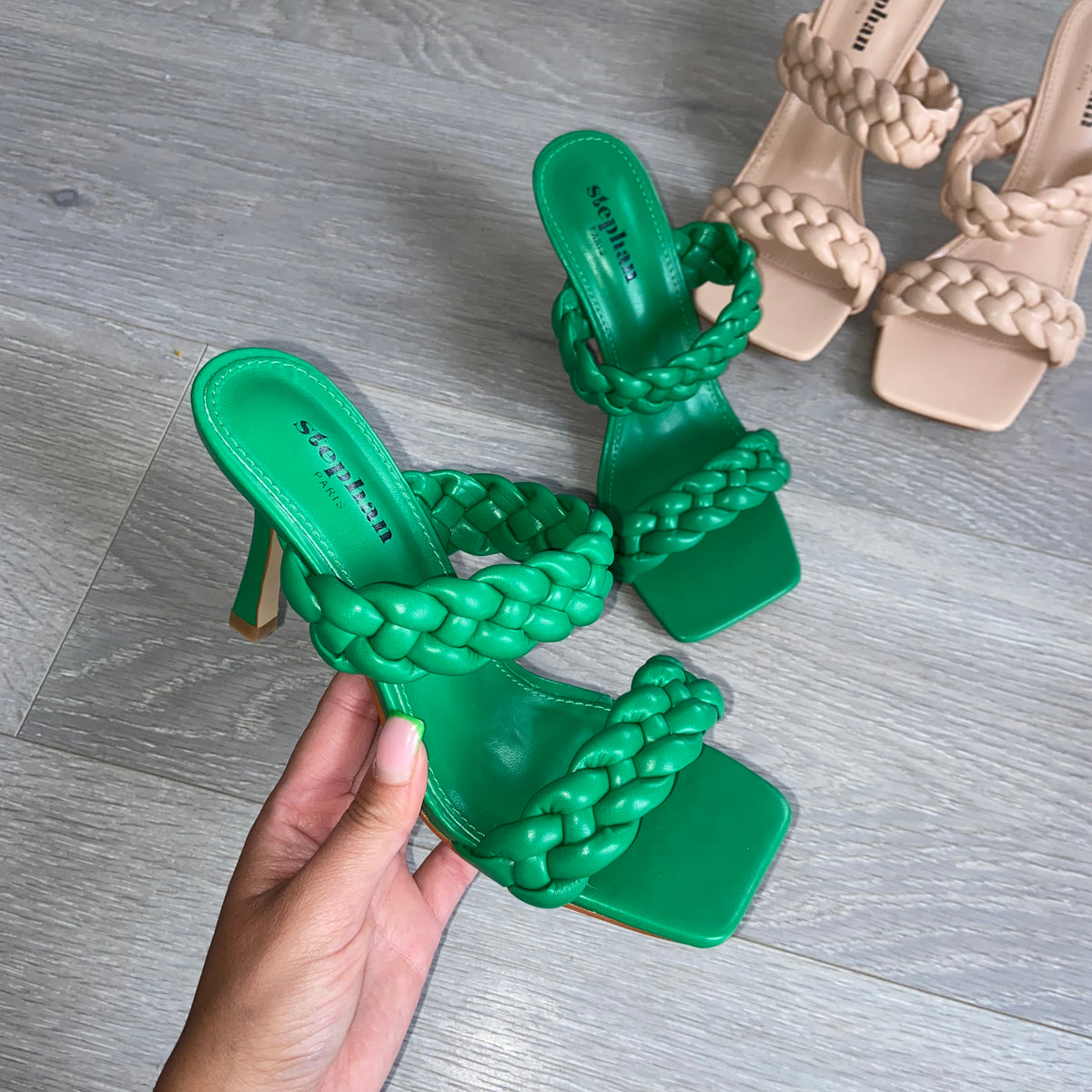Deanna braided mule heels - green – LLUK