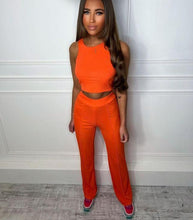 Load image into Gallery viewer, Sidney ribbed crop and trouser set - orange