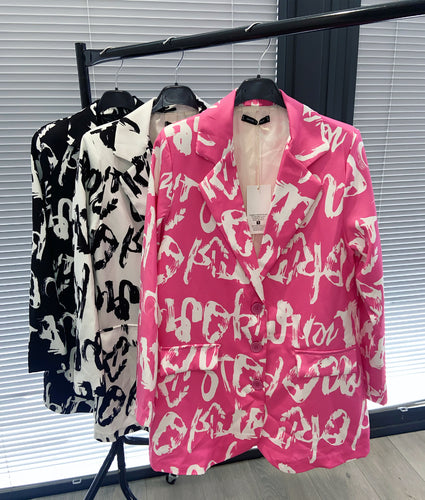 Gracie graffiti oversized blazer - pink