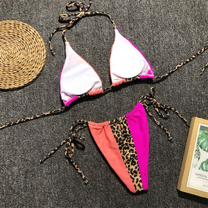Zara neon leopard bikini - coral
