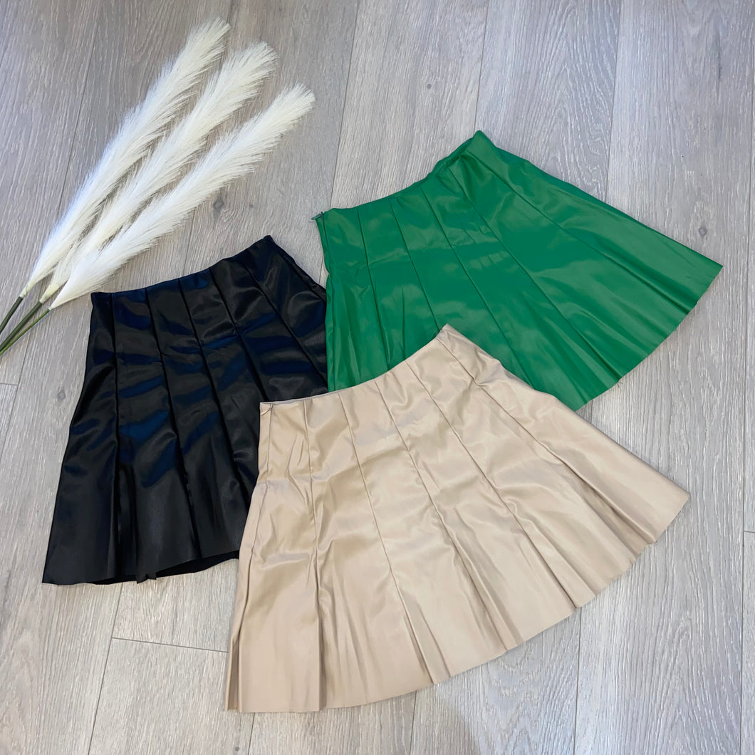 Jessy faux leather look pleated skirt - choose colour