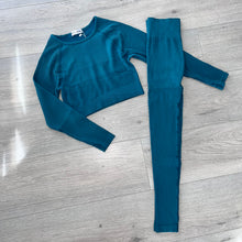 Load image into Gallery viewer, Carrie ribbed crop and leggings set - teal