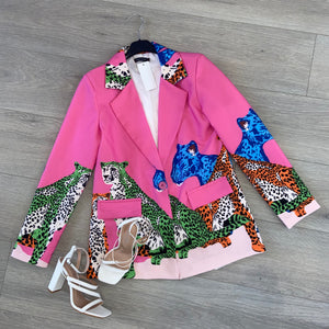 Nadine cheetah print blazer - pink
